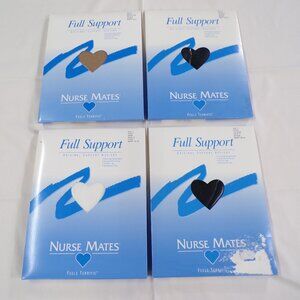 NURSE MATE PANTYHOSE 1 WHITE 1 NUDE 2 BLACK 4 PAIRS SIZE E